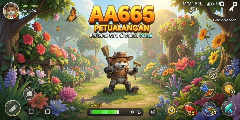 Screenshot gameplay AA666 yang menunjukkan aktivitas berkebun dan peternakan.