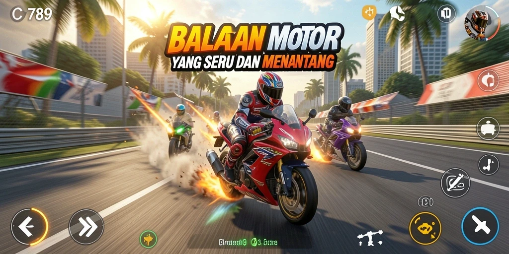 Gameplay seru balapan motor di <strong>C789</strong> dengan lintasan yang menantang.