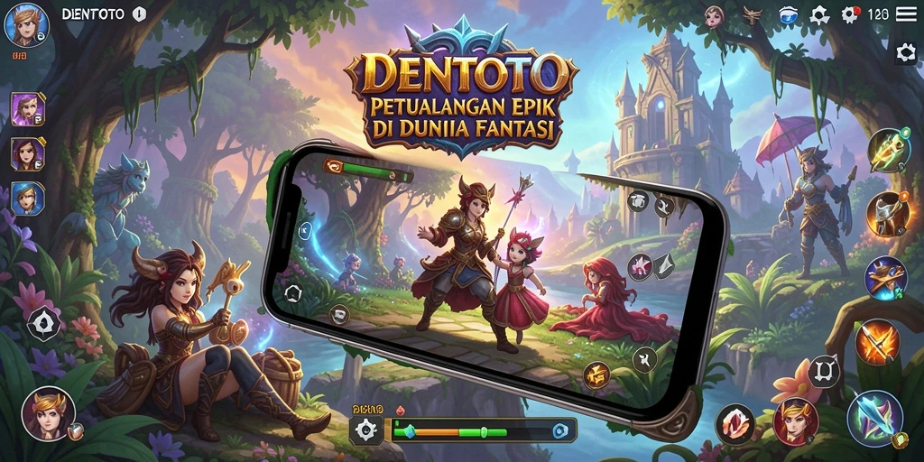 Screenshot DENTOTO menampilkan petualangan karakter dalam dunia fantasi yang memukau.