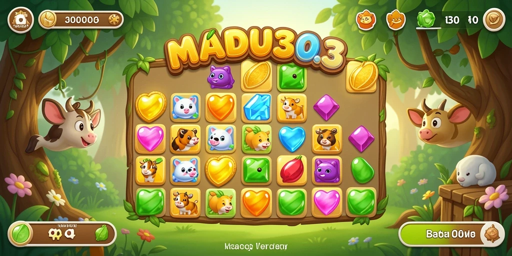 Tampilan gameplay seru dari MADU303, fokus pada match-3.