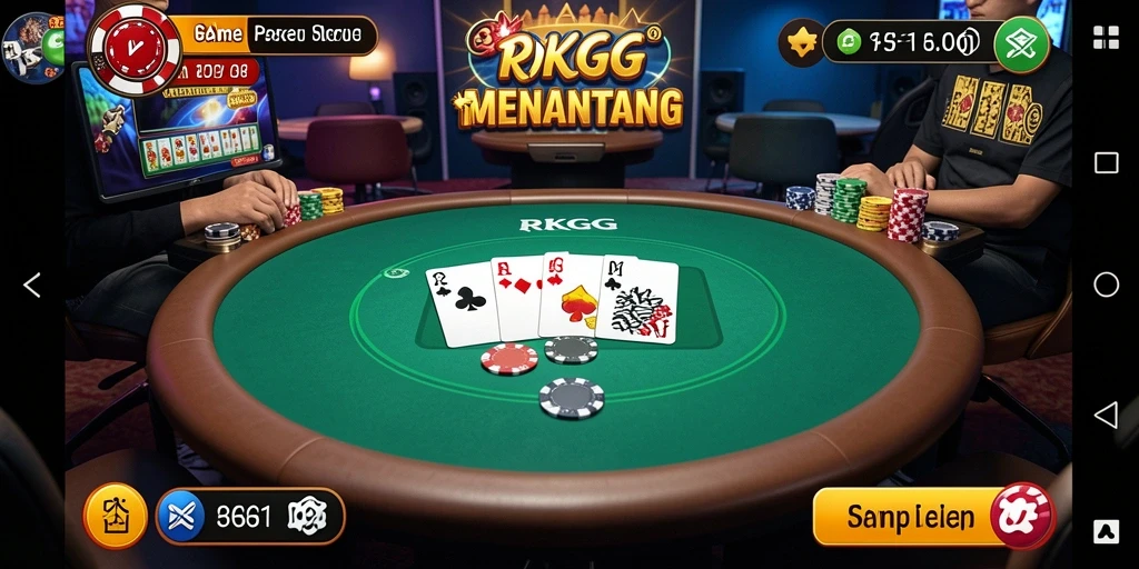 Tampilan gameplay RKGG dengan aksi poker yang seru.