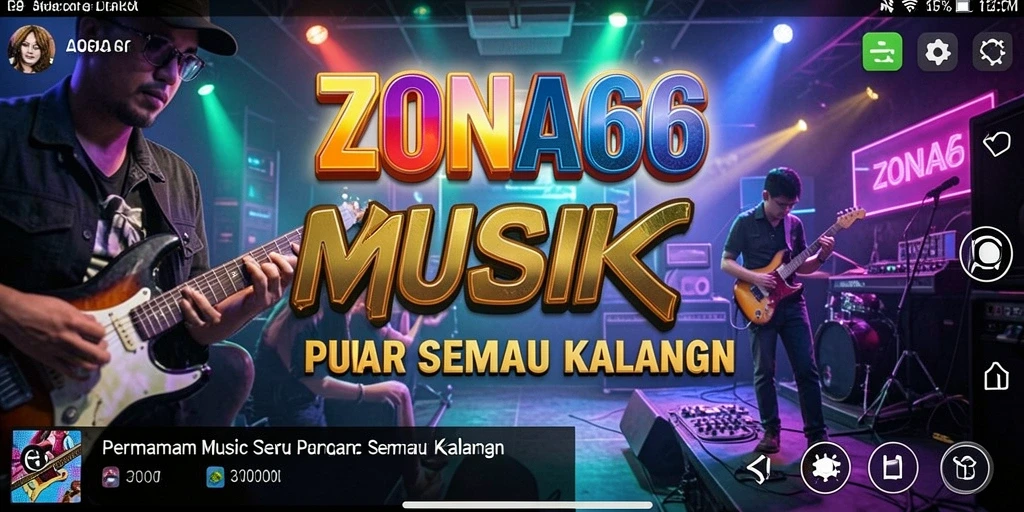Tangkapan layar ZONA66 menampilkan gameplay musik yang seru dan interaktif.